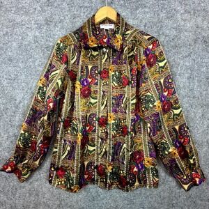 Vintage Heritage Road Shirt Womens 10 Dark Paisley Floral Bold Office Preppy